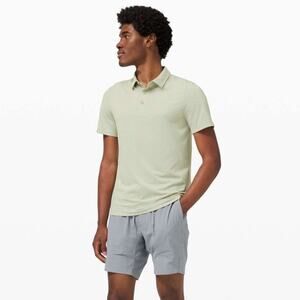 Lululemon Evolution Short Sleeve Polo Agile Stripe Green Fern White Size XL